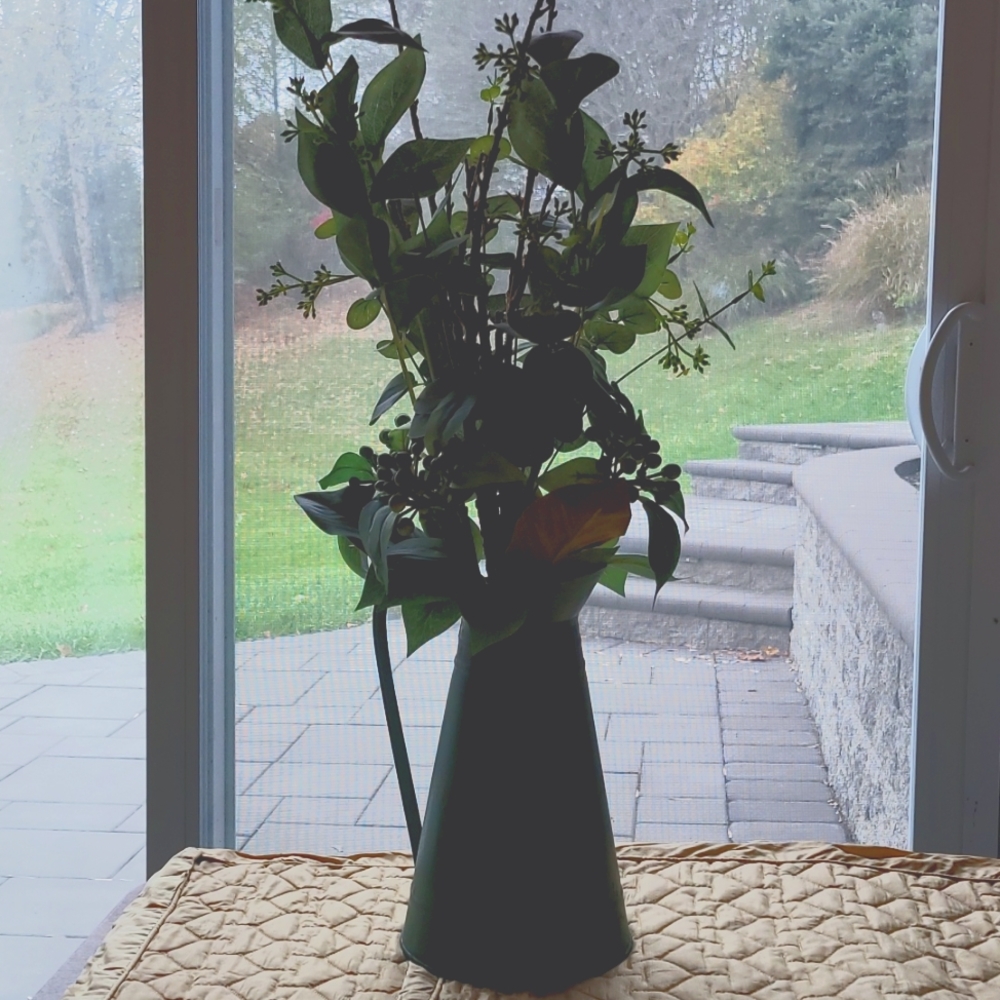 Farmhouse Eucalyptus & Berry Greenery in Decorative Pitcher